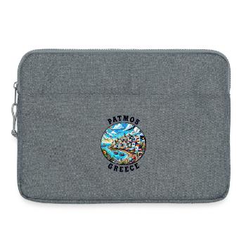 Vacances à Patmos, Grèce, baie de la mer Égée - Sacoche pour ordinateur portable 15 pouces - gris chiné - Devant