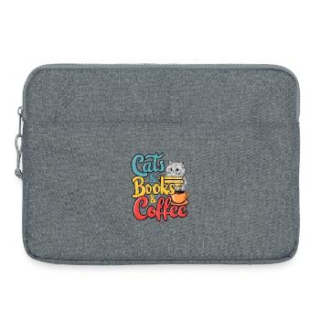 Katzen, Bücher und Kaffee Design - Laptoptasche 15" - Grau meliert - Vorne