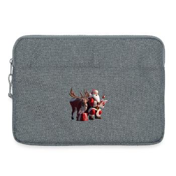 Weihnachtsgeschenkszene mit Weihnachtsmann-und-Rentieren - Laptoptasche 15" - Grau meliert - Vorne