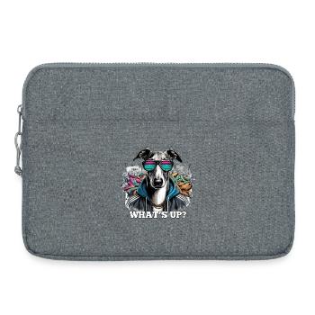 Windhund Was geht ab? Hund Graffiti Geschenk - Laptoptasche 15" - Grau meliert - Vorne