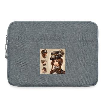 Belle fille dans le style steampunk - Sacoche pour ordinateur portable 15 pouces - gris chiné - Devant