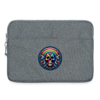 Crâne arc-en-ciel métallique - Sacoche pour ordinateur portable 15 pouces - gris chiné - Devant