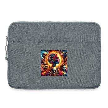 Lebendige Blumenschädel & Chlorole - Laptoptasche 15" - Grau meliert - Vorne