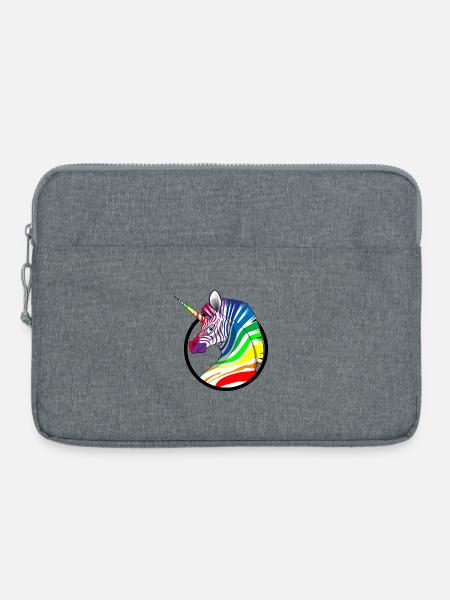 Regenbogen Einhorn Zebra - Laptoptasche 15" - Grau meliert