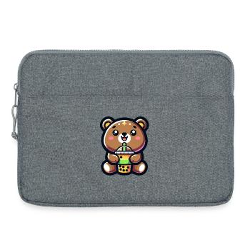 Boba Bear Bliss - Adorable câlin de thé - Sacoche pour ordinateur portable 15 pouces - gris chiné - Devant
