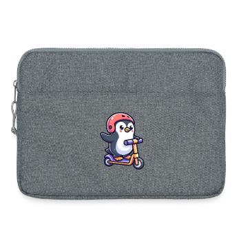 Pinguin unterwegs: Der scooting Sweetie - Laptoptasche 15" - Grau meliert - Vorne