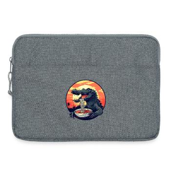 Funny Crocodile Ramen Noodles Japan Alligator - Laptop bag 15" - heather grey - Front