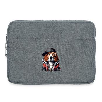 Cadeau Cappy pour chien Beagle Gangsta - Sacoche pour ordinateur portable 15 pouces - gris chiné - Devant