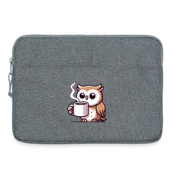 Wise Brew Owl: The Morning Coffee Companion - Laptop bag 15" - heather grey - Front