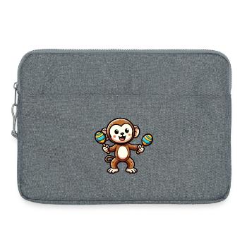 Maraca Monkey: Der musikalische Primat - Laptoptasche 15" - Grau meliert - Vorne