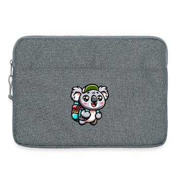 Abenteuerlustiger Koala Backpacker Illustration - Laptoptasche 15" - Grau meliert - Vorne