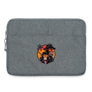 Affe Papa Sohn Affen Schimpanse Tier Vintage - Laptoptasche 15" - Grau meliert - Vorne