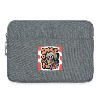 Kahlköpfiges Skelett mit lächelndem Text - Laptoptasche 15" - Grau meliert - Vorne