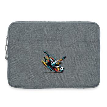 Fußballtorwart in voller Aktion für Fußballer - Laptoptasche 15" - Grau meliert - Vorne