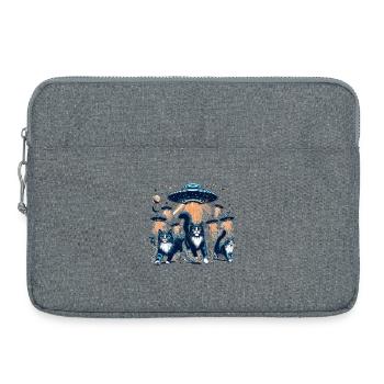 Alien Ufos Ufo Katze Katzen Geschenk - Laptoptasche 15" - Grau meliert - Vorne