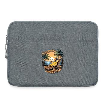 Perroquet d’été avec des lunettes de soleil sur la chaise de plage - Sacoche pour ordinateur portable 15 pouces - gris chiné - Devant