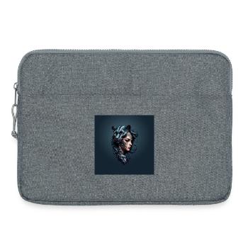 Leopard head and black woman. - Laptop bag 15" - heather grey - Front