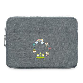 Enfants joyeux avec ballon de fleurs arc-en-ciel - Sacoche pour ordinateur portable 15 pouces - gris chiné - Devant
