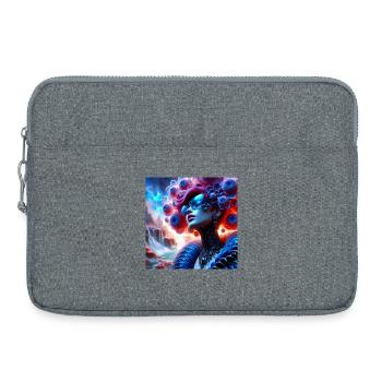 Surreal portrait and futuristic landscape - Laptop bag 15" - heather grey - Front