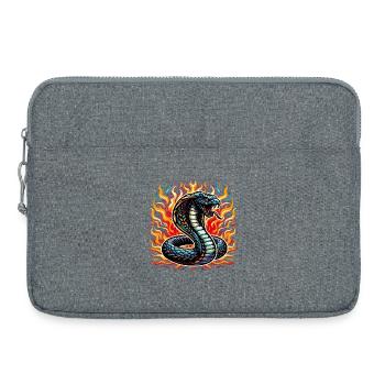colorful cobra snake motif with flames - Laptop bag 15" - heather grey - Front