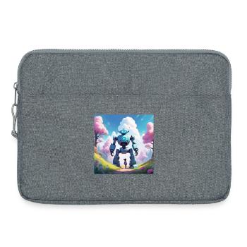 La petite fille et son robot - Sacoche pour ordinateur portable 15 pouces - gris chiné - Devant