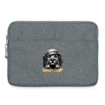Border Terrier Was geht ab Kopfhörer Geschenk - Laptoptasche 15" - Grau meliert - Vorne