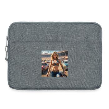Rennsport Rebellin Denim Outfit - Laptoptasche 15" - Grau meliert - Vorne