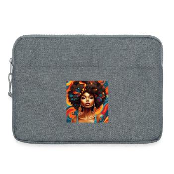 Afro Hair style Explosion Florale - Sacoche pour ordinateur portable 15 pouces - gris chiné - Devant