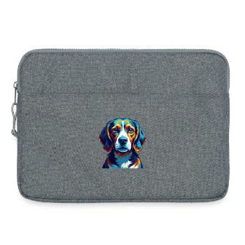 Beagle Harrier Chien Race Coloré Dessin animé Kawaii - Sacoche pour ordinateur portable 15 pouces - gris chiné - Devant