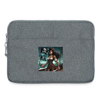 Femme pirate - Sacoche pour ordinateur portable 15 pouces - gris chiné - Devant