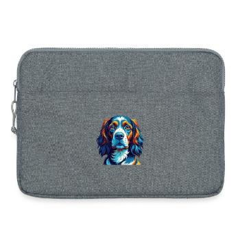 Épagneul français Race de chien Dessin animé coloré Kawaii - Sacoche pour ordinateur portable 15 pouces - gris chiné - Devant