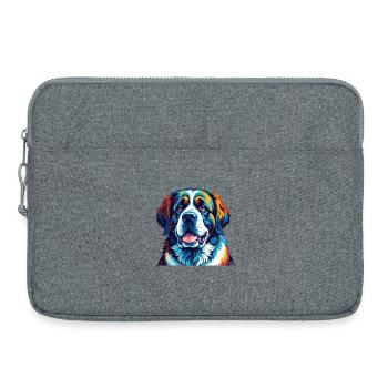 Saint Bernard Chien Race Coloré Dessin Animé Kawaii - Sacoche pour ordinateur portable 15 pouces - gris chiné - Devant