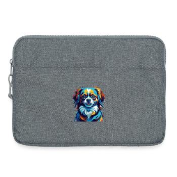 Épagneul tibétain chien race Dessin animé coloré Kawaii - Sacoche pour ordinateur portable 15 pouces - gris chiné - Devant