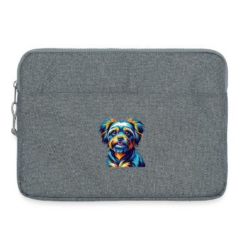 Bichon Yorkie Chien Race Coloré Dessin Animé Kawaii - Sacoche pour ordinateur portable 15 pouces - gris chiné - Devant
