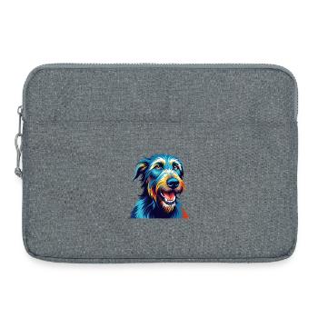 Lévrier irlandais chien race dessin animé coloré Kawaii - Sacoche pour ordinateur portable 15 pouces - gris chiné - Devant