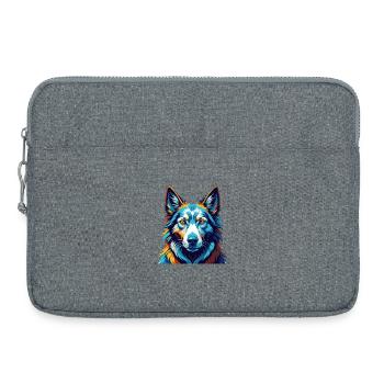 Russian Wolfhound Dog Breed Cartoon Kawaii - Laptop bag 15" - heather grey - Front