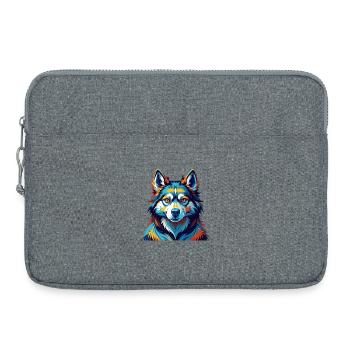 Seppala Sibérien Traîneau Chien Race Dessin Animé Kawaii - Sacoche pour ordinateur portable 15 pouces - gris chiné - Devant