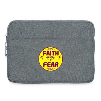 Glaube über Angst Text T-Shirt - Laptoptasche 15" - Grau meliert - Vorne