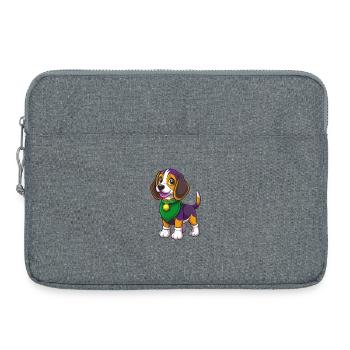 Beagle Chien Drôle Kawaii Dessin animé Personnage Clipart - Sacoche pour ordinateur portable 15 pouces - gris chiné - Devant