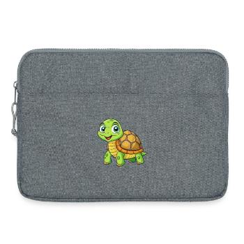 Schildkröte Niedliche Zeichentrickfigur Kawaii Clipart - Laptoptasche 15" - Grau meliert - Vorne