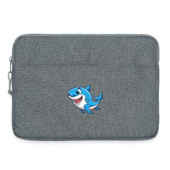 requin mignon personnage de dessin animé Kawaii Clipart - Sacoche pour ordinateur portable 15 pouces - gris chiné - Devant