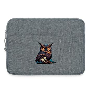 Mystic Owl Sitting on Skull - Laptop bag 15" - heather grey - Front