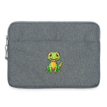 lézard mignon personnage de dessin animé Kawaii Clipart - Sacoche pour ordinateur portable 15 pouces - gris chiné - Devant
