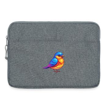 Oiseau bleu de l’Est Oiseau de dessin animé kawaii coloré - Sacoche pour ordinateur portable 15 pouces - gris chiné - Devant
