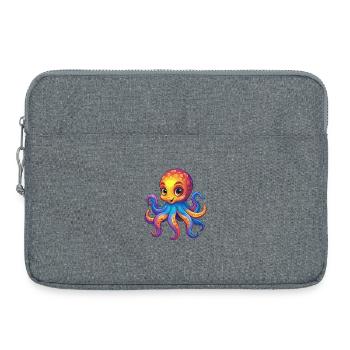 pieuvre coloré Kawaii dessin animé animal marin - Sacoche pour ordinateur portable 15 pouces - gris chiné - Devant