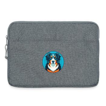 Berger australien chien Kawaii dessin animé logo pour animaux de compagnie - Sacoche pour ordinateur portable 15 pouces - gris chiné - Devant