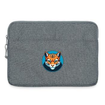 Ocelot mignon kawaii dessin animé clipart animal animal de compagnie logo - Sacoche pour ordinateur portable 15 pouces - gris chiné - Devant