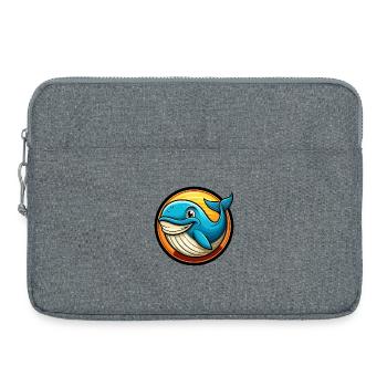 Blue whale Colorful Kawaii Cartoon Character Pet - Laptop bag 15" - heather grey - Front