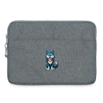 Wolf Cool Kawaii Cartoon Charakter Clipart - Laptoptasche 15" - Grau meliert - Vorne