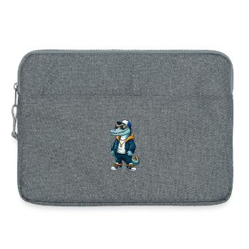 Crocodile Cool Cartoon Character Kawaii Clipart - Laptop bag 15" - heather grey - Front